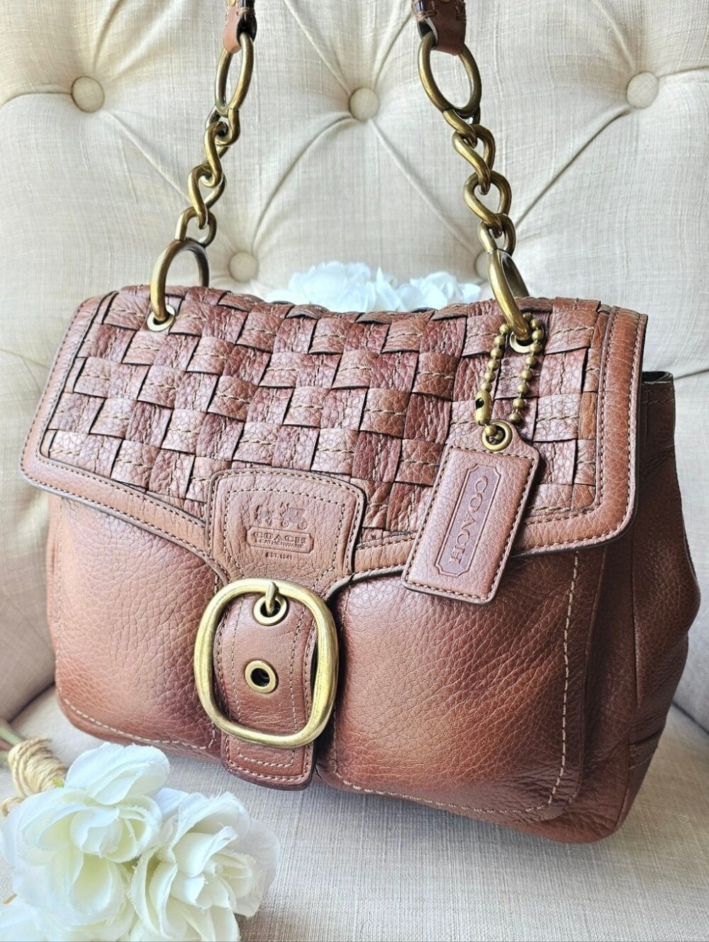 Coach Legacy Bleeker Woven Leather Sachel Handbag ( Brown ) # 12364 - Picture 10 of 15